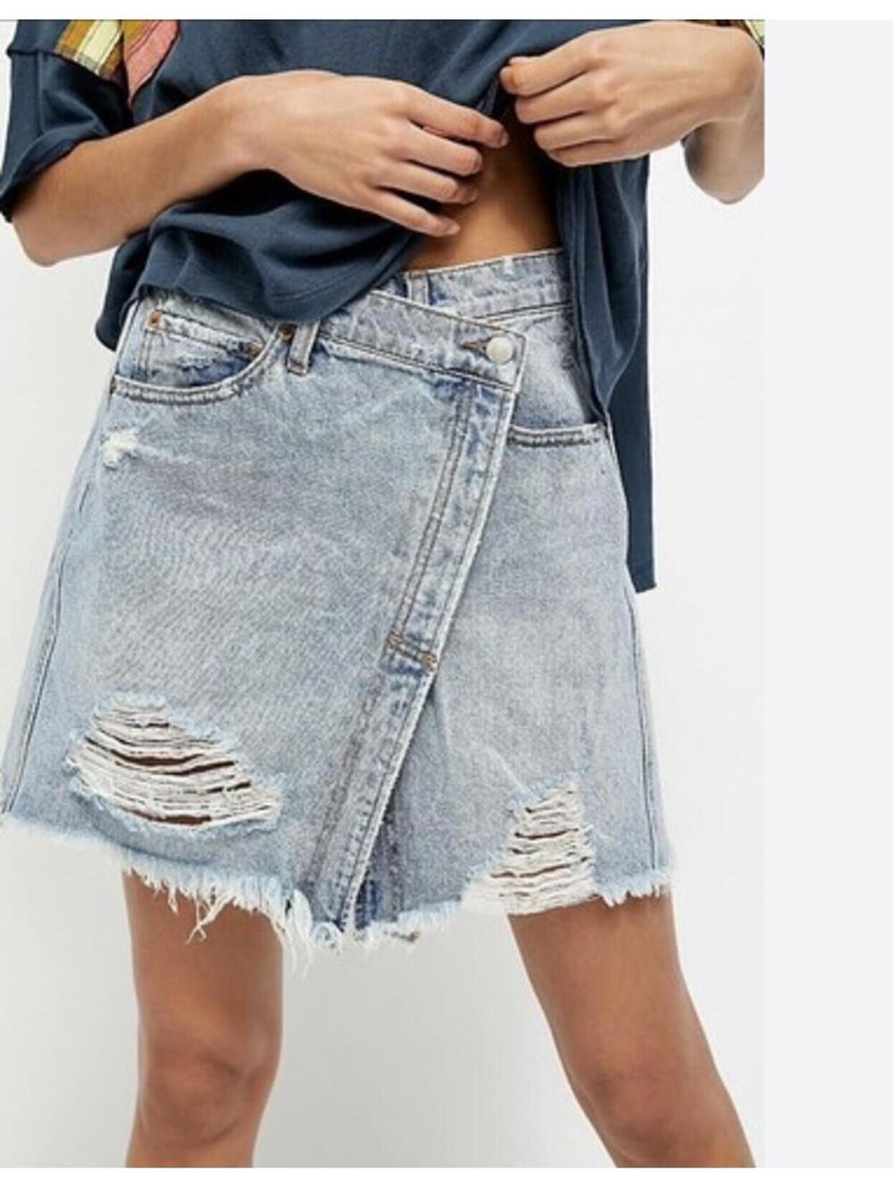 Free People Parker wrap denim skirt  size 26